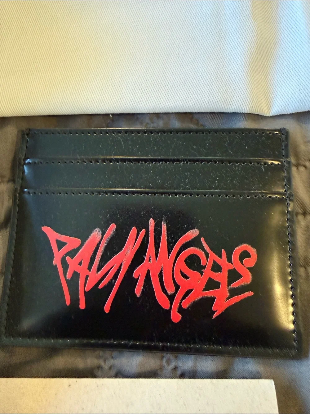 Palm Angels Black Card Holder with Red Logo Accent